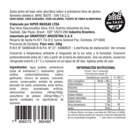 SALSA MRS TASTE 350ml ARANDANOS