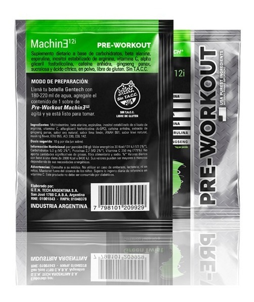 MACHINE 12iPRE WORKOUT 30 SERVICIOS SOBRES GENTECH  