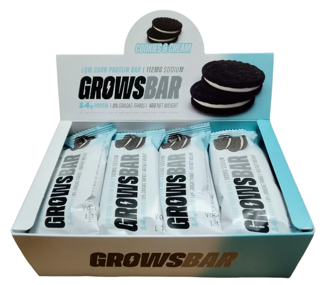 CAJA X 12 BARRITAS PROTEINA GROWSBAR LOWCARB-  WORLD NUTRITION